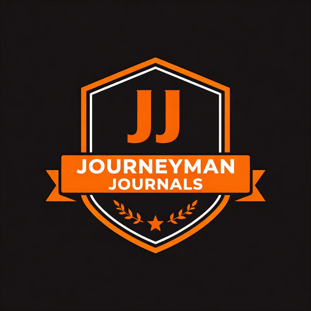 Journeyman Journals logo — orange shield with JJ monogram